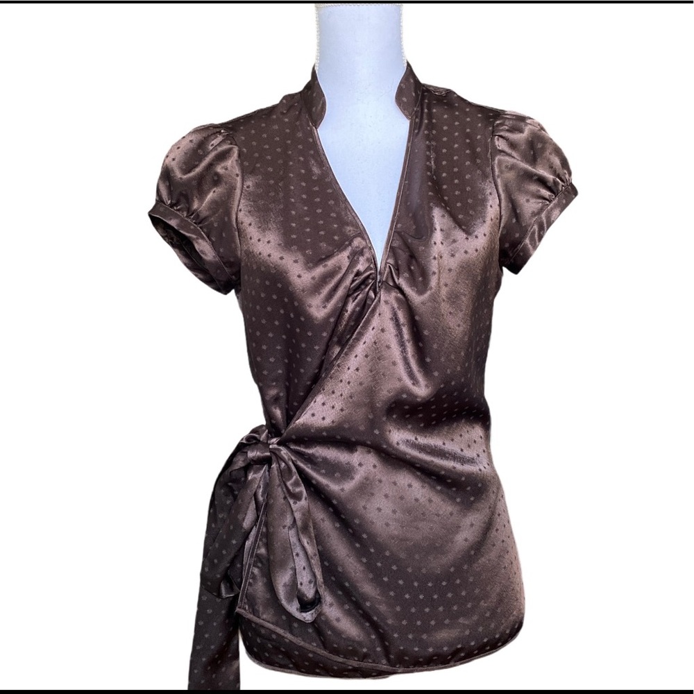 Express Design studio brown wrap blouse. Size M